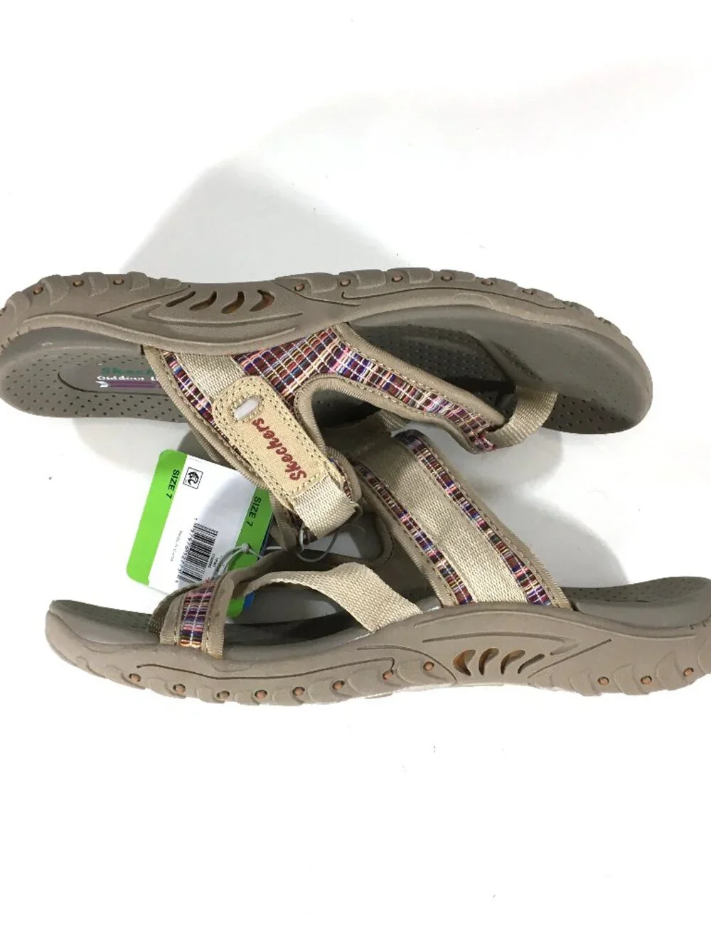 Skechers Reggae Sandals Womens Size 7 Tan Hook Loop Strap 179088S